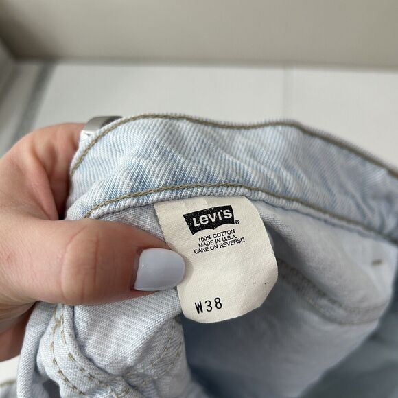 Vintage Levi’s 572 Denim Shorts Mens 38 Blue Orange Tab USA Made 90s Dad Y2K - Picture 7 of 12